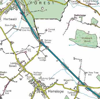 Map showing Hanslope and Salcey Forest