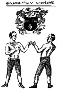 illustration advertising the fight between Alexander McKay and Simon Byrne