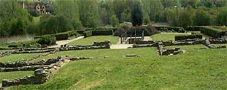Photograph of the reconstructed foundations of the villa 