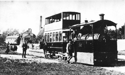 Our Tram at the end of the line in Deanshanger, just in front of the current location of the Fox & Hounds public house.