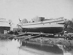 Hayes boat being launched on slipway