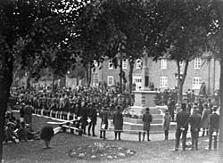 Armistice Day service at Stony Stratford War Memorial in 1920s