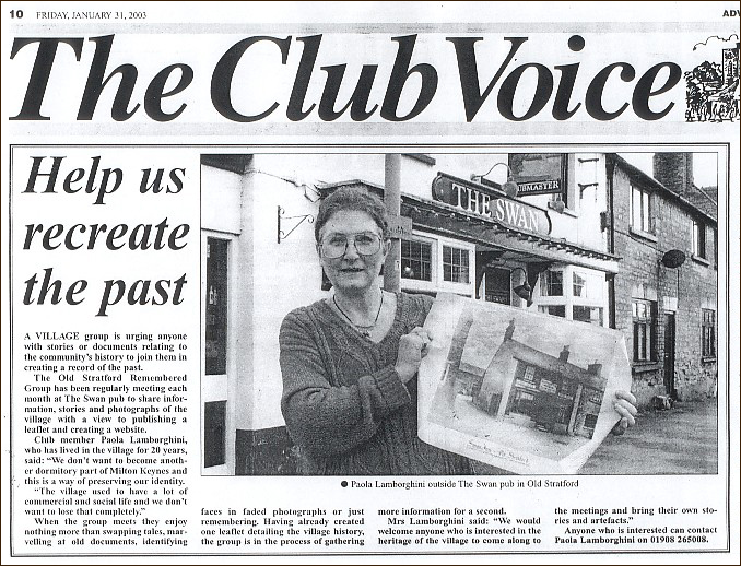 Newspaper Cutting from the Buckingham Advertiser - January 2003