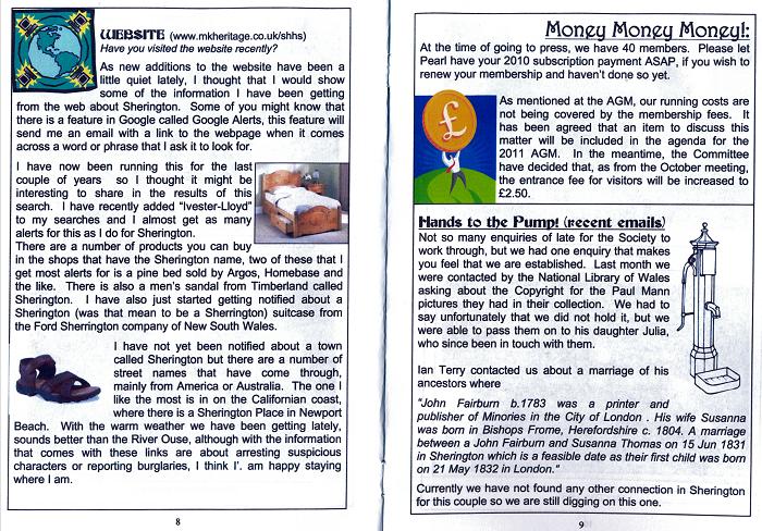 Newsletter 69 - June 2010 - Pages 8 and 9