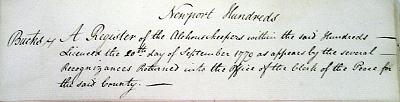 1779 Newport Hundreds Title