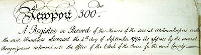 1794 Newport Hundreds Title