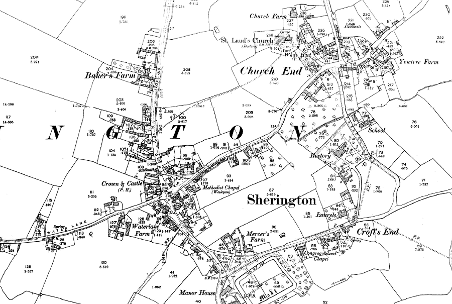 Ordnance Survey map of Sherington 1900