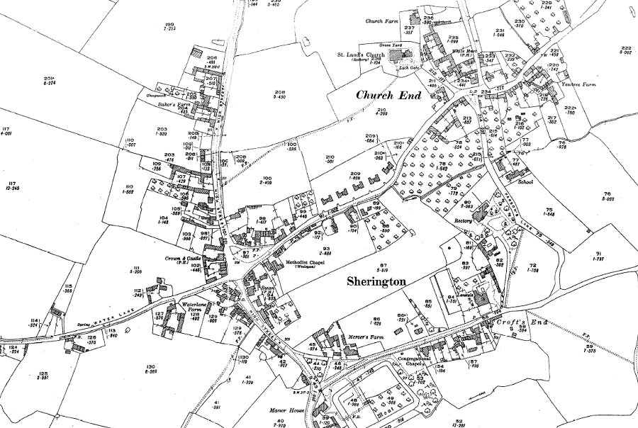 Ordnance Survey map of Sherington 1925
