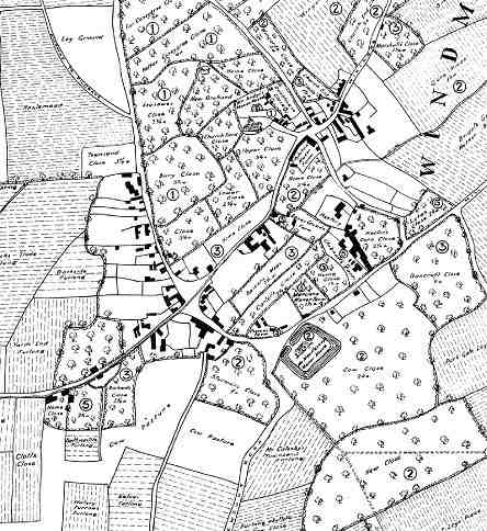 Sherington in the year 1580 - from A. C. Chibnall's book 'Sherington: Fiefs and Fields of a Buckinghamshire Village'