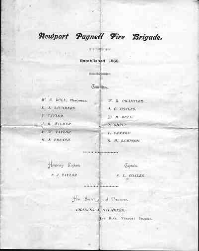 Newport Pagnell Fire Brigade Bill Page 1