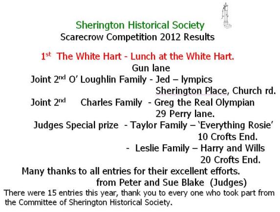 2012 Scarecrow Competition Results