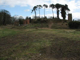 The mill and Church tower visible, March 2009